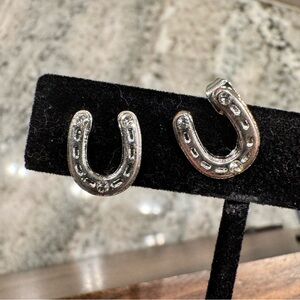 Horseshoe Stud Earrings with Tiny Rhinestones